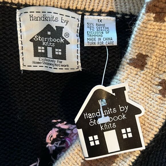 Vintage Storybook Knits Leopard in the Garden Floral Theme Sweater - Picture 12 of 14